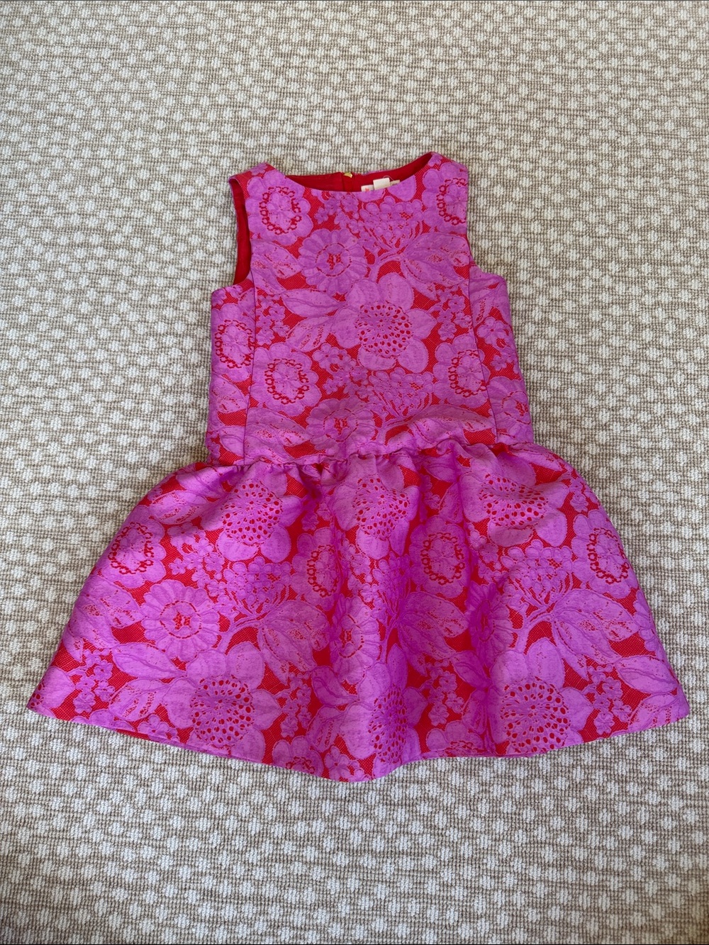 Crewcuts Fuchsia and Red Floral Jacquard Party Dress